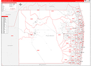 Palm Beach County Wall Map Red Line Style